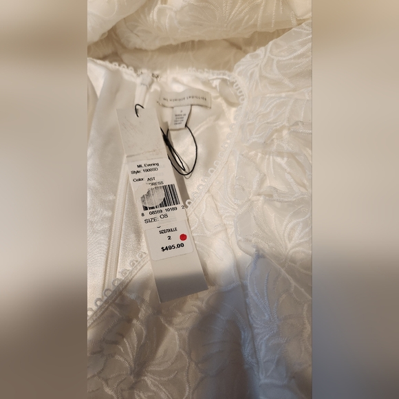 NWT Size 2 Monique Lhuillier White Organza Lace Puff Sleeve Dress - Picture 11 of 11